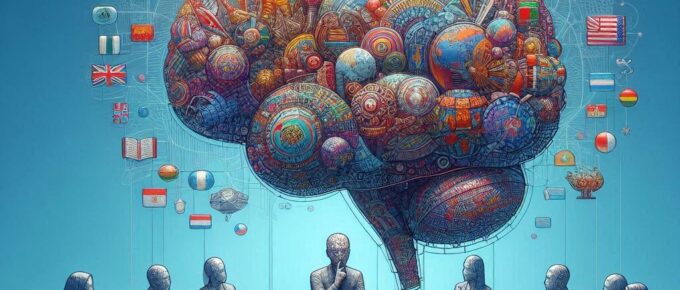 a visual representation of an AI thoughtfully considering how to interact with diverse cultures