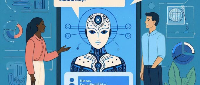 A person conversing with an AI while navigating the complexities of cultural bias
